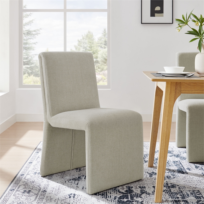 Maklaine Contemporary Dense Foam Padding Dining Side Chair in Linen Brown