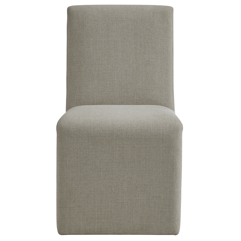 Maklaine Contemporary Dense Foam Padding Dining Side Chair in Linen Brown