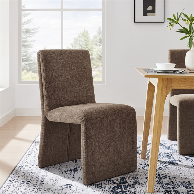 Maklaine Contemporary Dense Foam Padding Dining Side Chair in Mocha