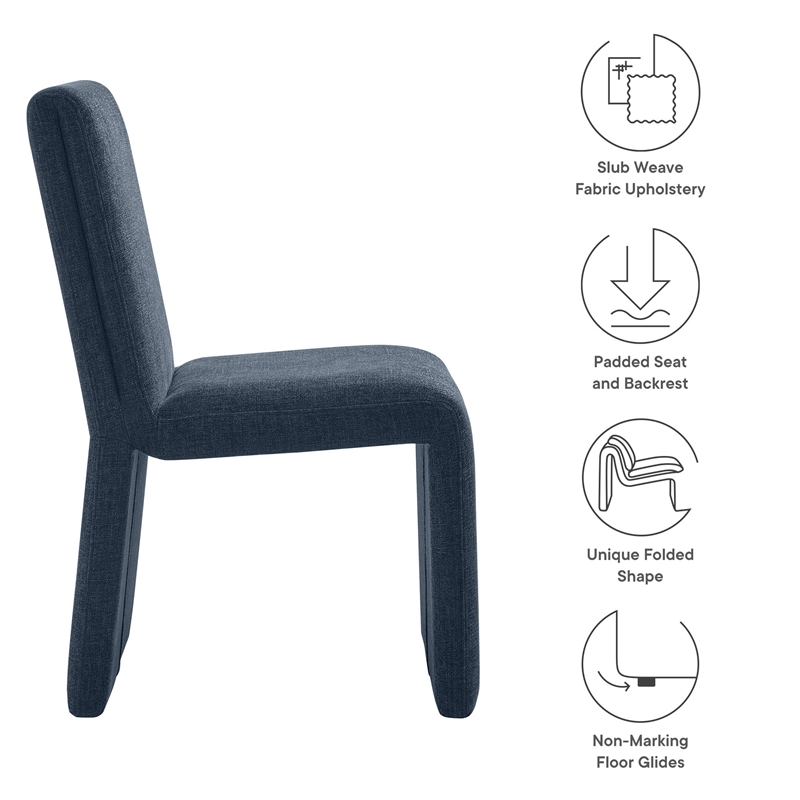Maklaine Contemporary Dense Foam Padding Dining Side Chair in Slate Blue
