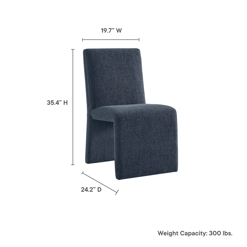 Maklaine Contemporary Dense Foam Padding Dining Side Chair in Slate Blue