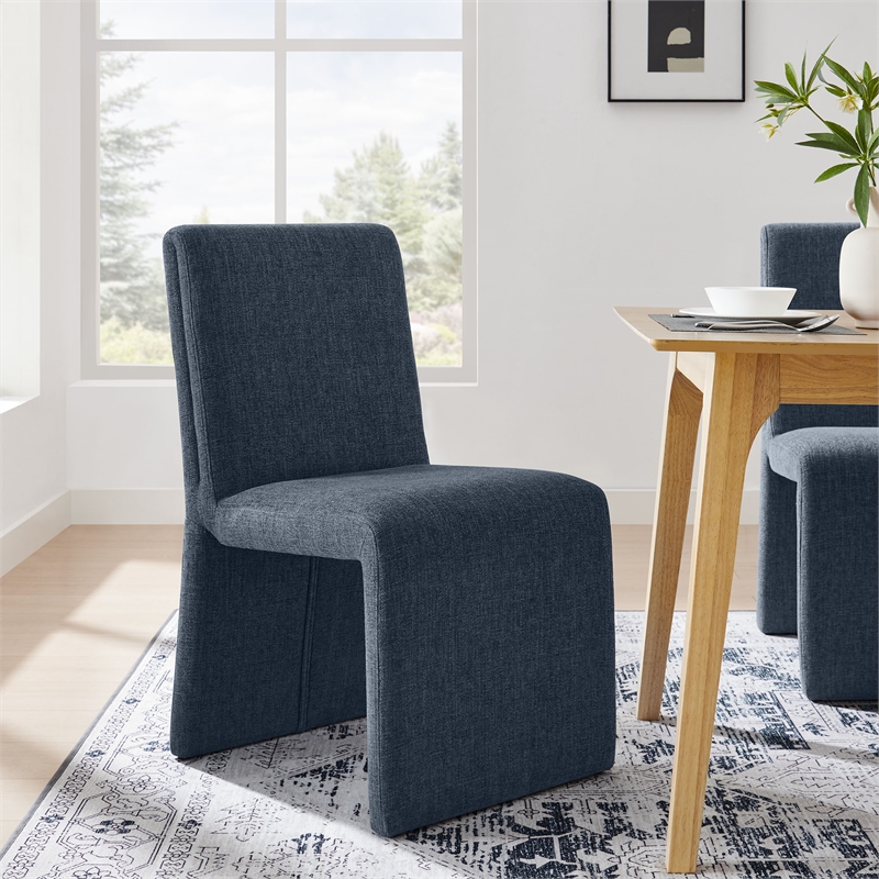 Maklaine Contemporary Dense Foam Padding Dining Side Chair in Slate Blue