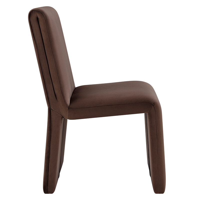 Maklaine Upholstered Performance Velvet Dining Side Chair in Chocolate