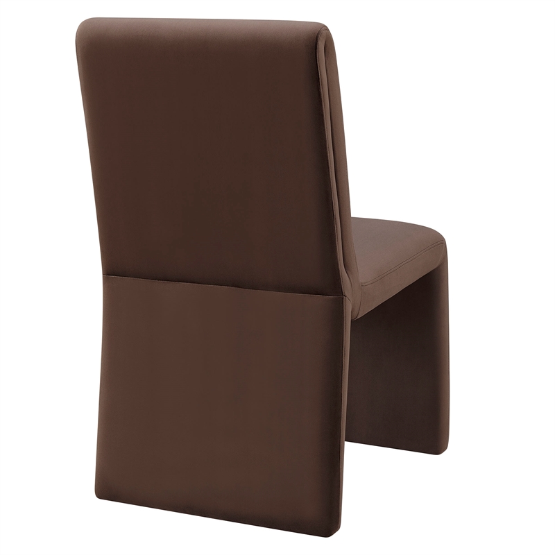 Maklaine Upholstered Performance Velvet Dining Side Chair in Chocolate