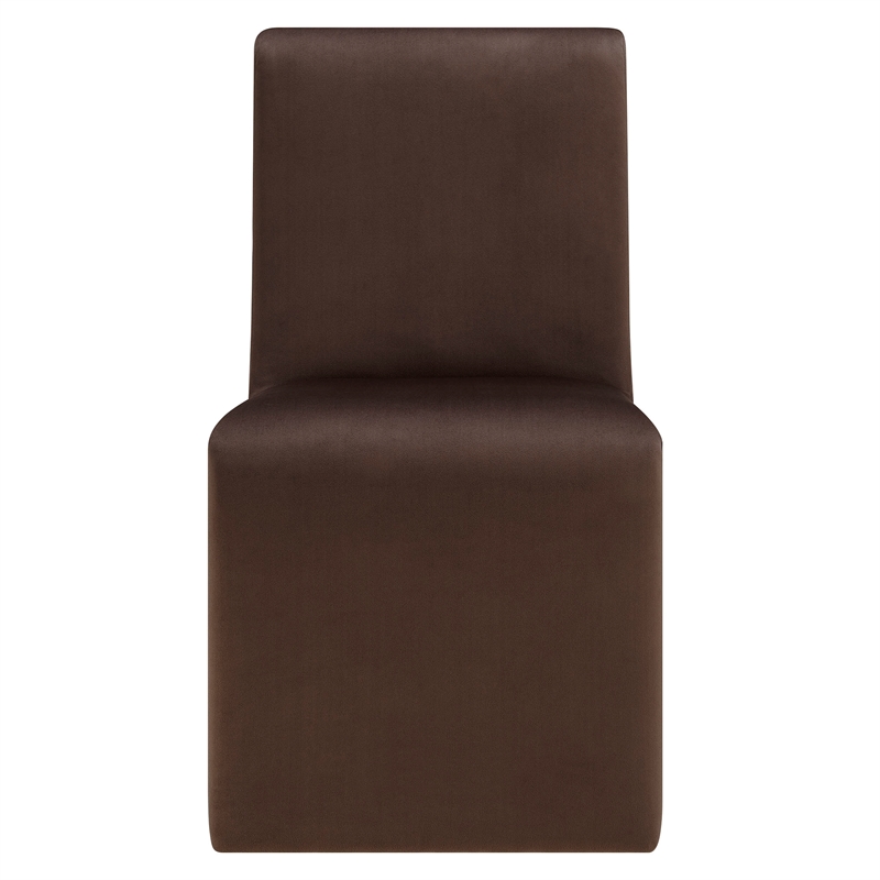 Maklaine Upholstered Performance Velvet Dining Side Chair in Chocolate