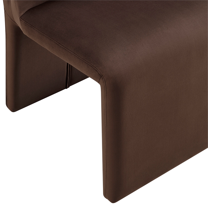 Maklaine Upholstered Performance Velvet Dining Side Chair in Chocolate