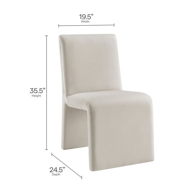 Maklaine Upholstered Performance Velvet Dining Side Chair in Alabaster