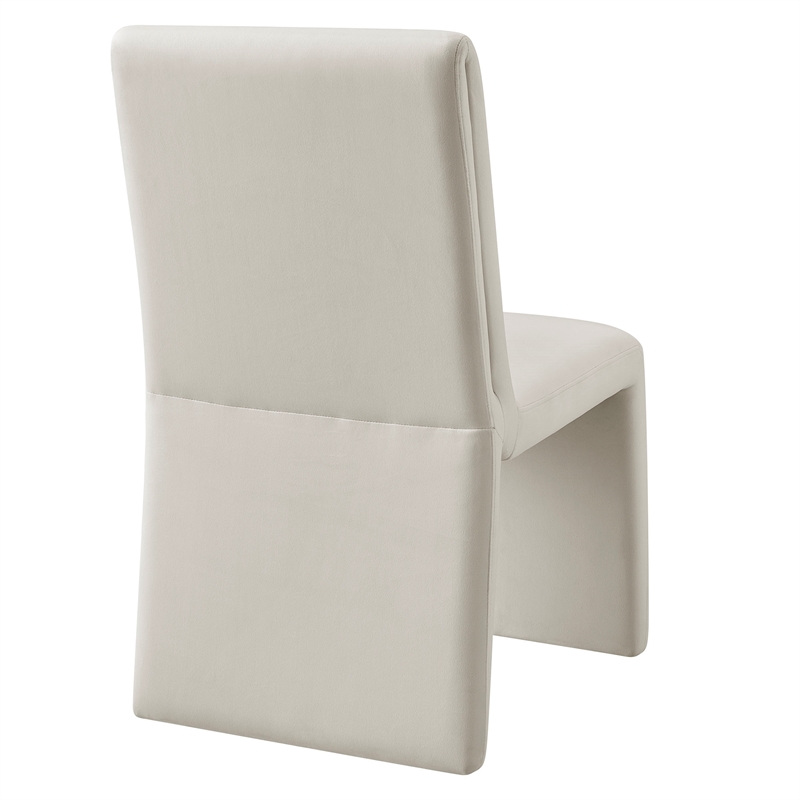 Maklaine Upholstered Performance Velvet Dining Side Chair in Alabaster