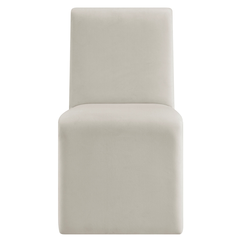 Maklaine Upholstered Performance Velvet Dining Side Chair in Alabaster