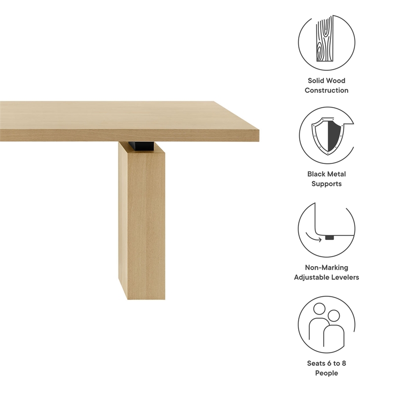 Maklaine Modern / Contemporary Solid Wood Dining Table in Natural