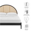 Maklaine Contemporary Rattan Cane Headboard Platform Bed in Black