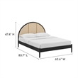 Maklaine Contemporary Rattan Cane Headboard Platform Bed in Black