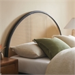 Maklaine Contemporary Rattan Cane Headboard Platform Bed in Black