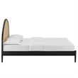 Maklaine Contemporary Rattan Cane Headboard Platform Bed in Black