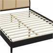 Maklaine Contemporary Rattan Cane Headboard Platform Bed in Black