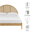 Maklaine Contemporary Rattan Cane Headboard Platform Bed in Oak