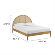 Maklaine Contemporary Rattan Cane Headboard Platform Bed in Oak
