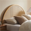 Maklaine Contemporary Rattan Cane Headboard Platform Bed in Oak