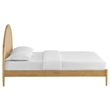 Maklaine Contemporary Rattan Cane Headboard Platform Bed in Oak