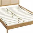 Maklaine Contemporary Rattan Cane Headboard Platform Bed in Oak
