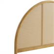 Maklaine Contemporary Rattan Cane Headboard Platform Bed in Oak