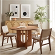 Maklaine Contemporary Solid Mango Wood Dining Table in Walnut