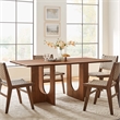 Maklaine Contemporary Solid Mango Wood Dining Table in Walnut