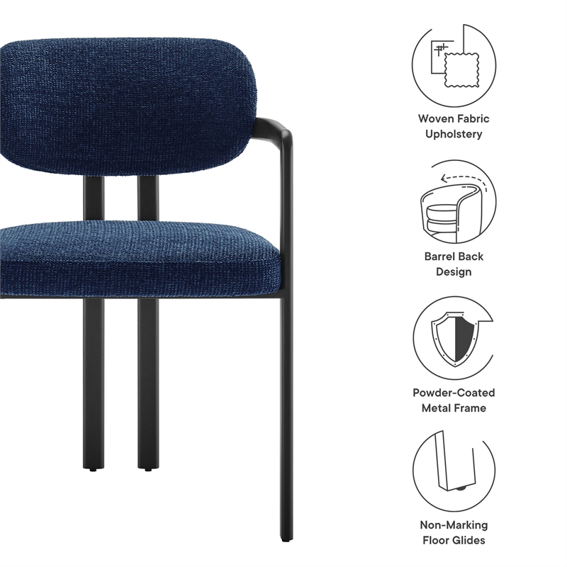 Maklaine Contemporary Open Back Design Dining Chair in Black Navy