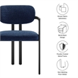 Maklaine Contemporary Open Back Design Dining Chair in Black Navy