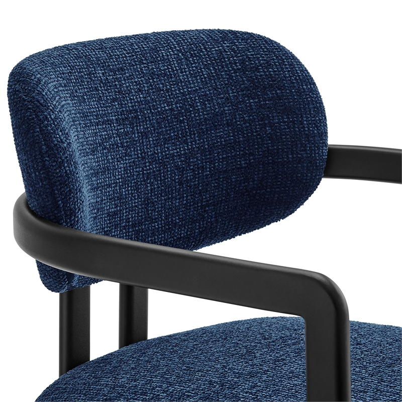 Maklaine Contemporary Open Back Design Dining Chair in Black Navy