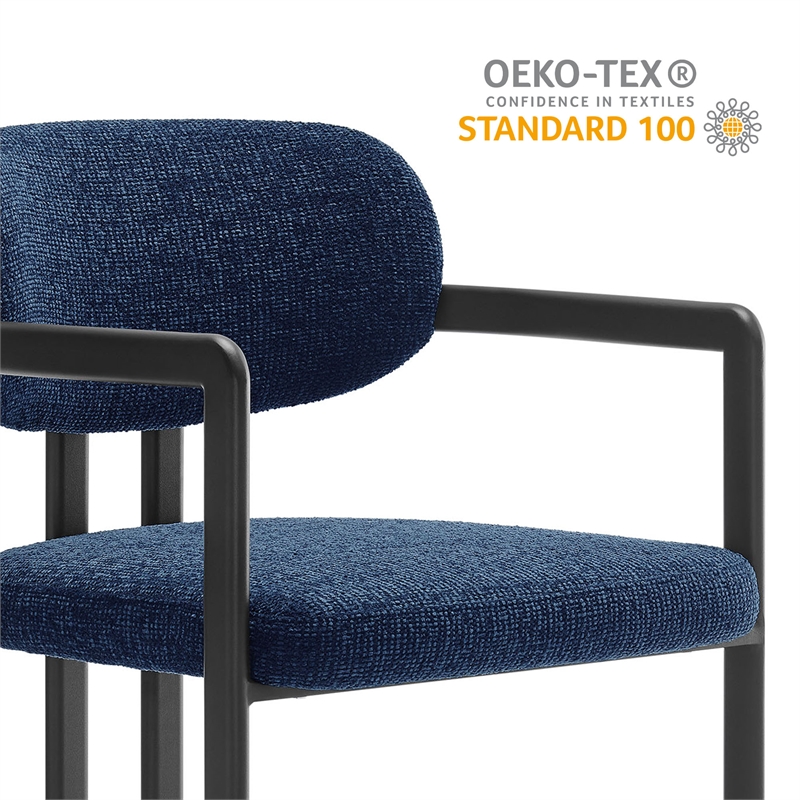 Maklaine Contemporary Open Back Design Dining Chair in Black Navy