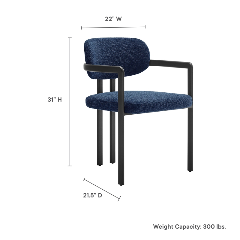 Maklaine Contemporary Open Back Design Dining Chair in Black Navy