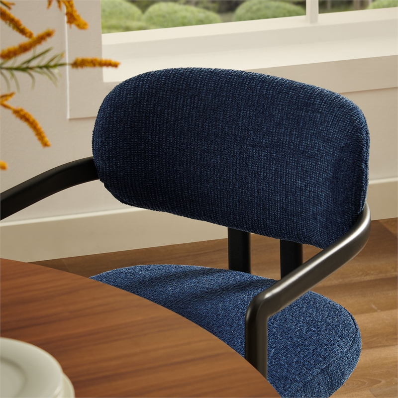 Maklaine Contemporary Open Back Design Dining Chair in Black Navy