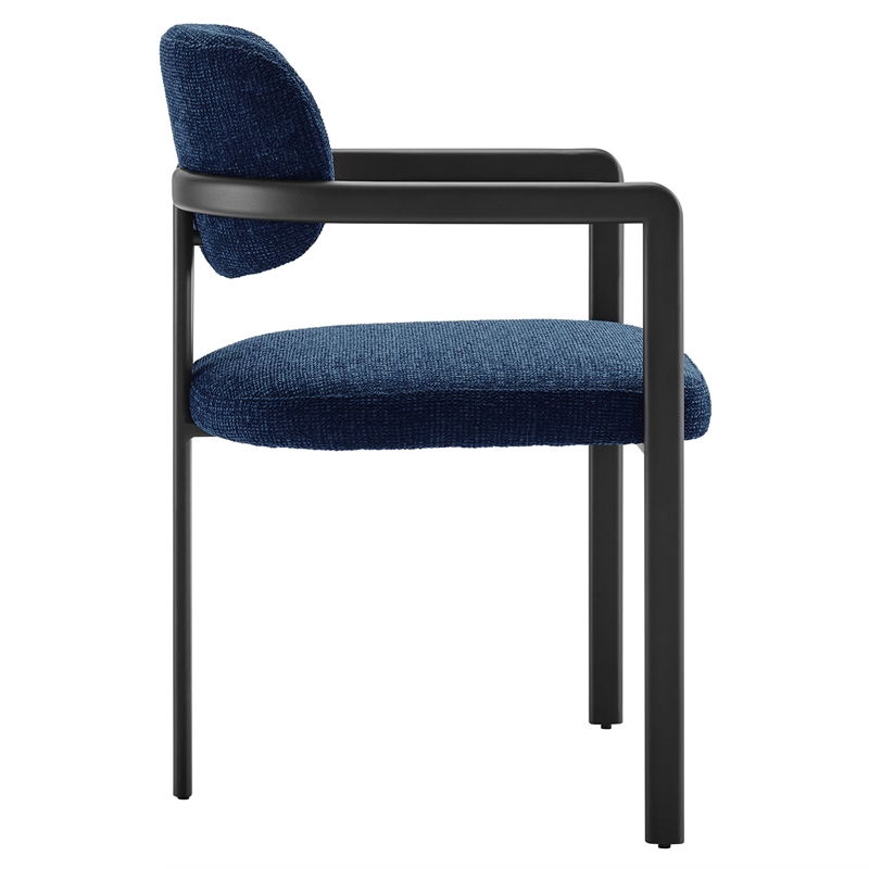 Maklaine Contemporary Open Back Design Dining Chair in Black Navy