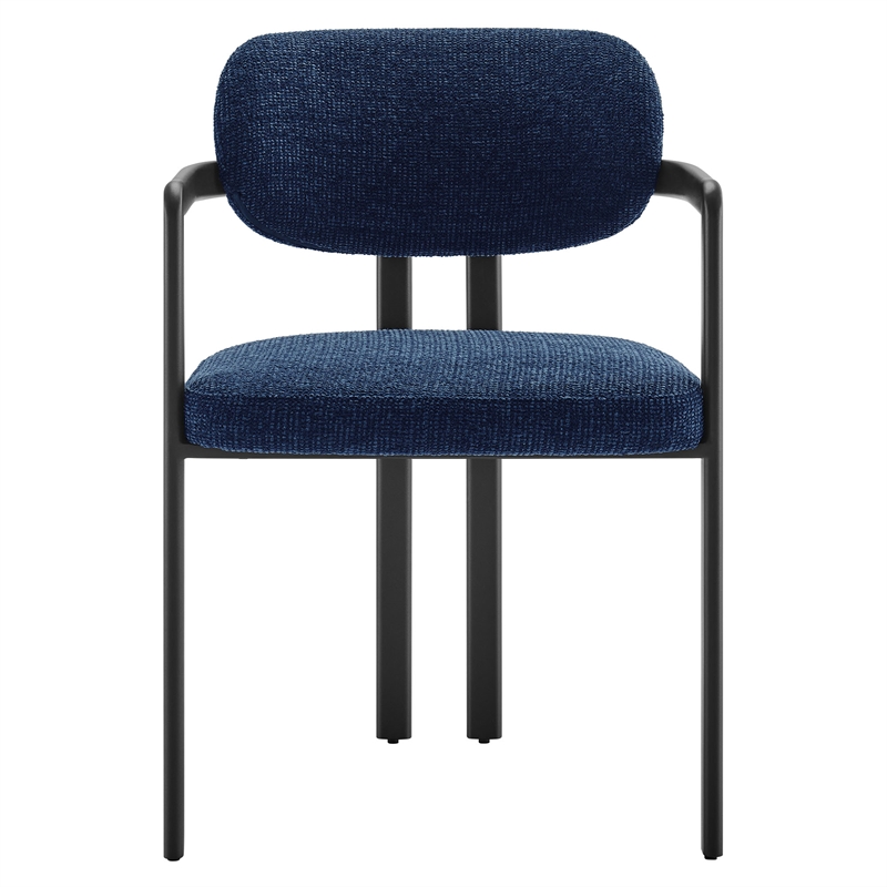 Maklaine Contemporary Open Back Design Dining Chair in Black Navy