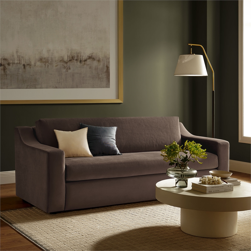 Maklaine Contemporary Dense Foam Padding Sofa in Chocolate Brown