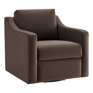 Maklaine Contemporary Performance Velvet Armchair in Chocolate