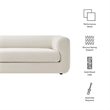 Maklaine Contemporary Performance Velvet Sofa in Alabaster White