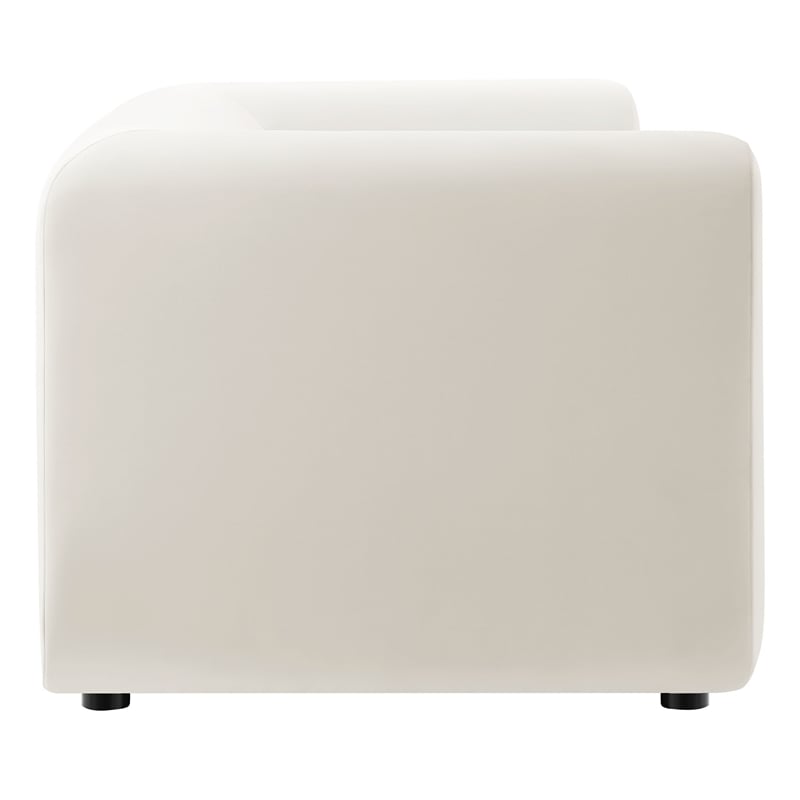 Maklaine Contemporary Performance Velvet Sofa in Alabaster White