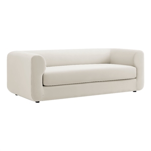 Maklaine Contemporary Performance Velvet Sofa in Alabaster White
