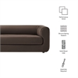 Maklaine Contemporary Performance Velvet Sofa in Chocolate Brown