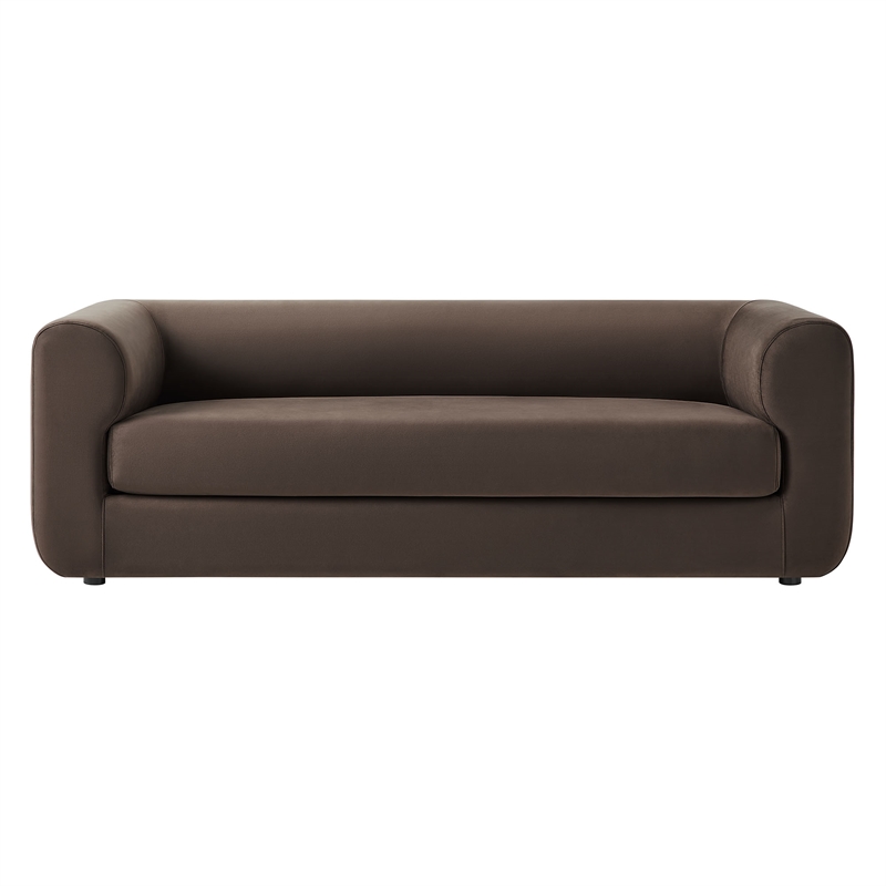 Maklaine Contemporary Performance Velvet Sofa in Chocolate Brown