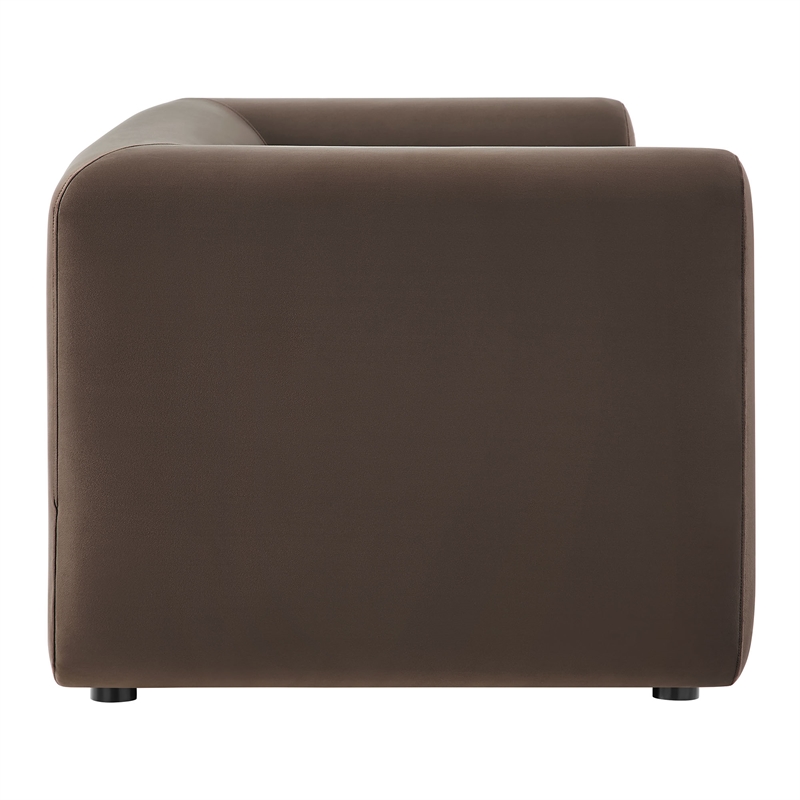 Maklaine Contemporary Performance Velvet Sofa in Chocolate Brown