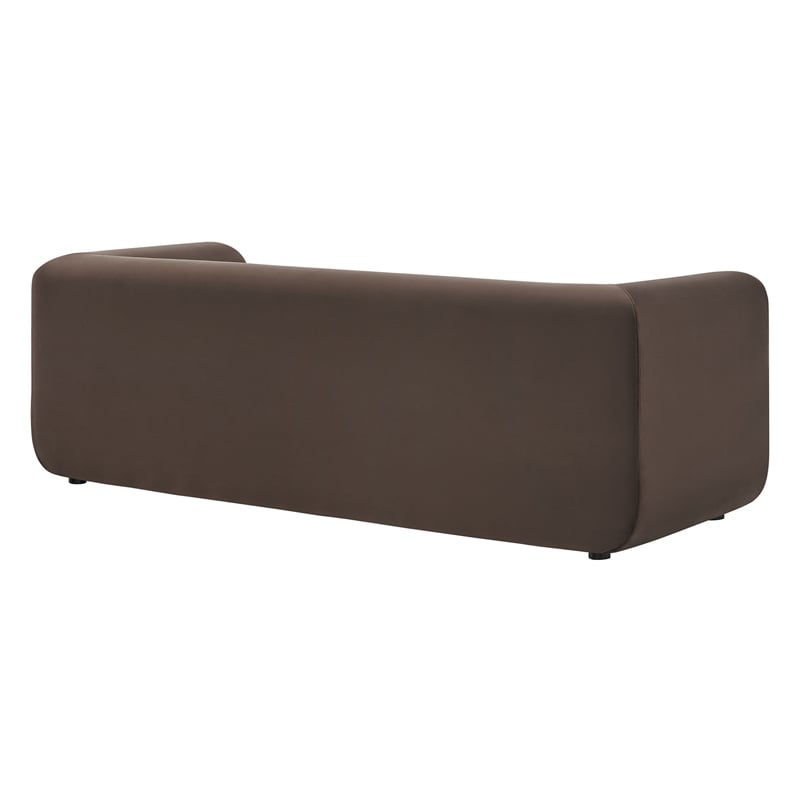 Maklaine Contemporary Performance Velvet Sofa in Chocolate Brown