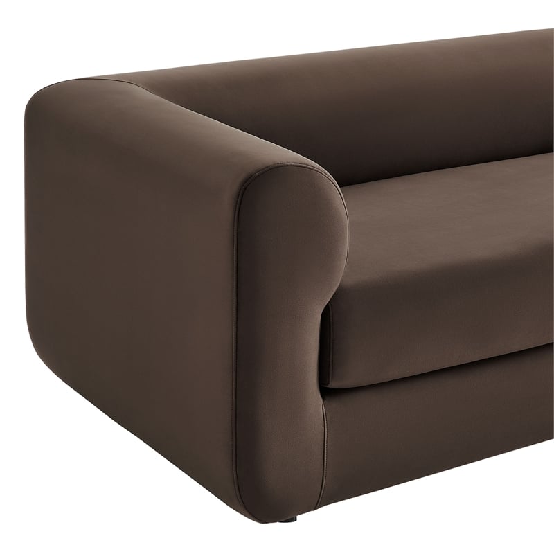 Maklaine Contemporary Performance Velvet Sofa in Chocolate Brown