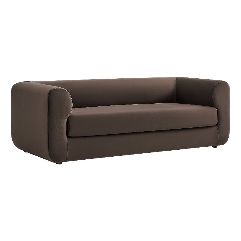 Maklaine Contemporary Performance Velvet Sofa in Chocolate Brown