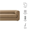Maklaine Modaway Performance Velvet Upholstered Sofa in Taupe