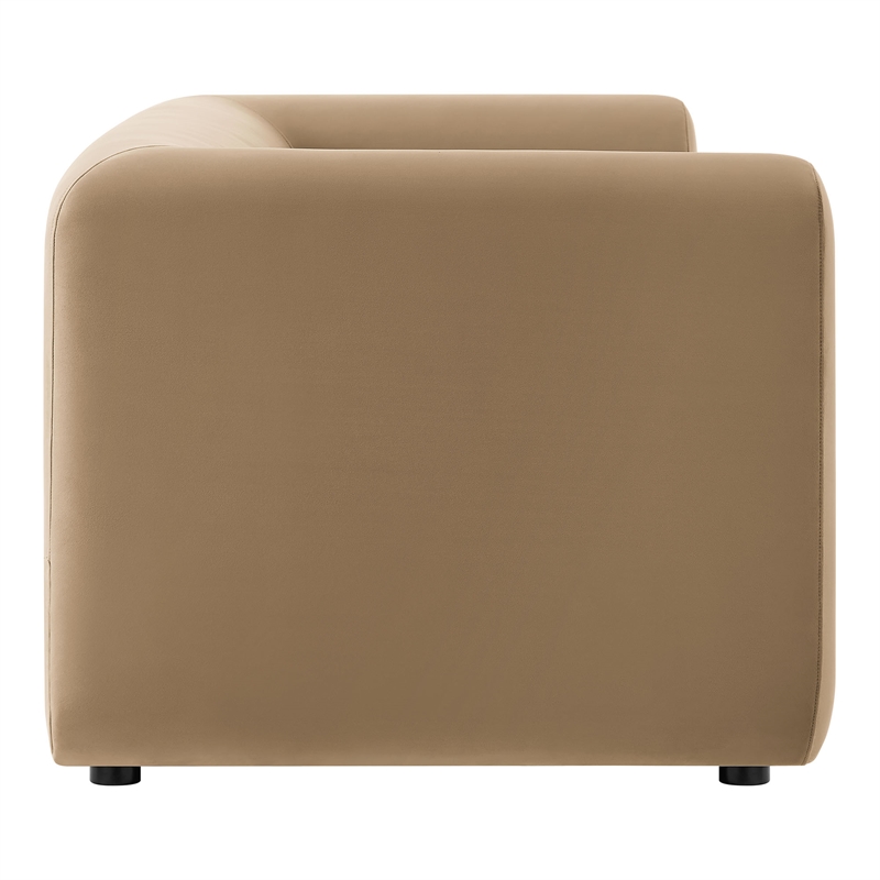 Maklaine Modaway Performance Velvet Upholstered Sofa in Taupe