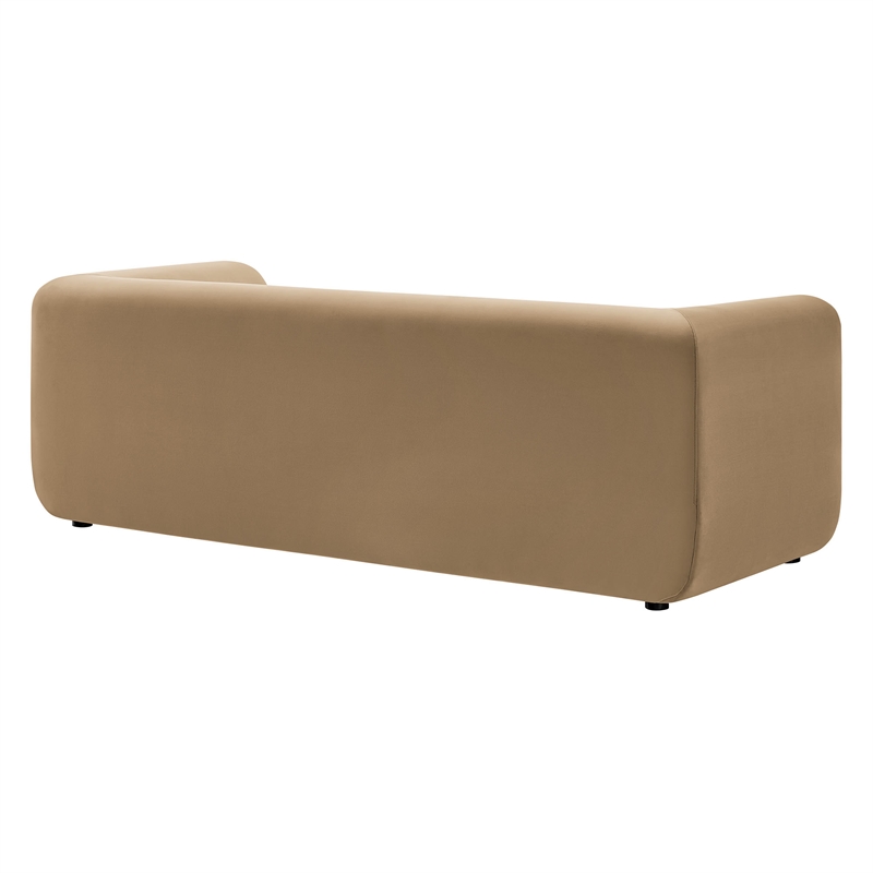 Maklaine Modaway Performance Velvet Upholstered Sofa in Taupe
