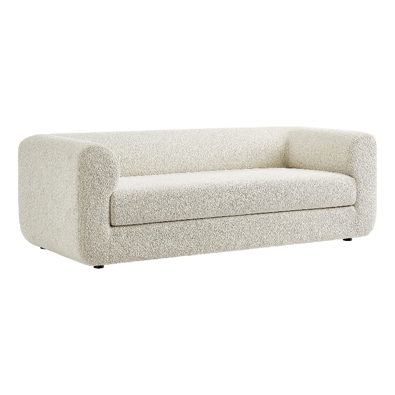Maklaine Contemporary Boucle Fabric Upholstered Sofa in Pearl